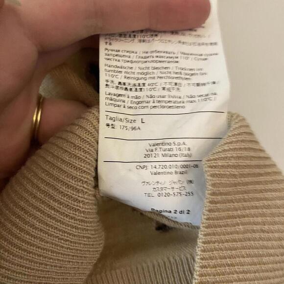 RED VALENTINO wool silk cashmere black tan floral mesh sweater - Picture 5 of 6